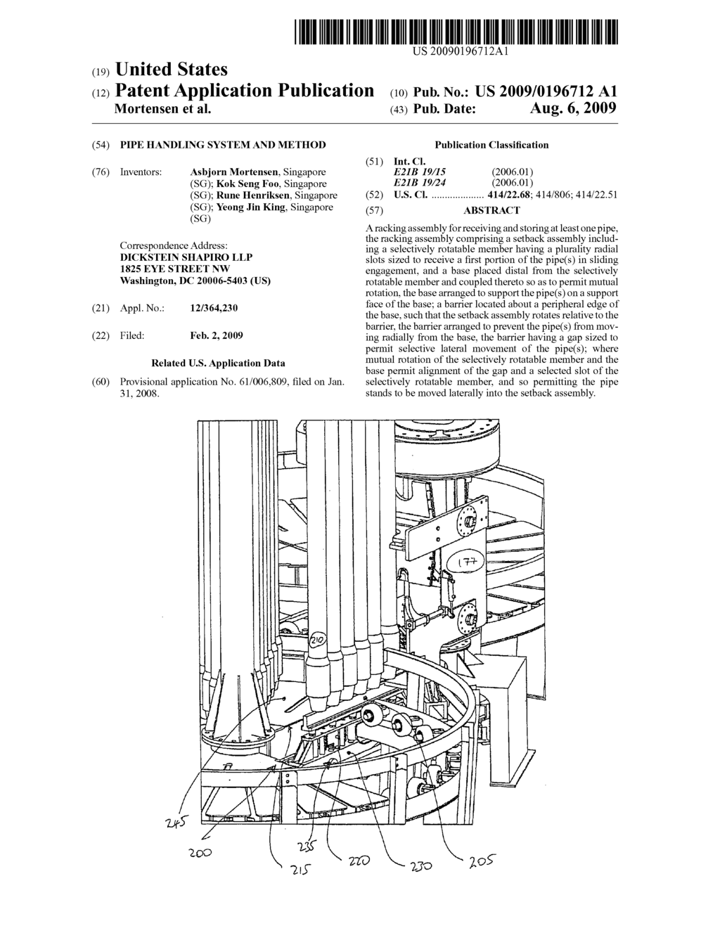 PIPE HANDLING SYSTEM AND METHOD - diagram, schematic, and image 01