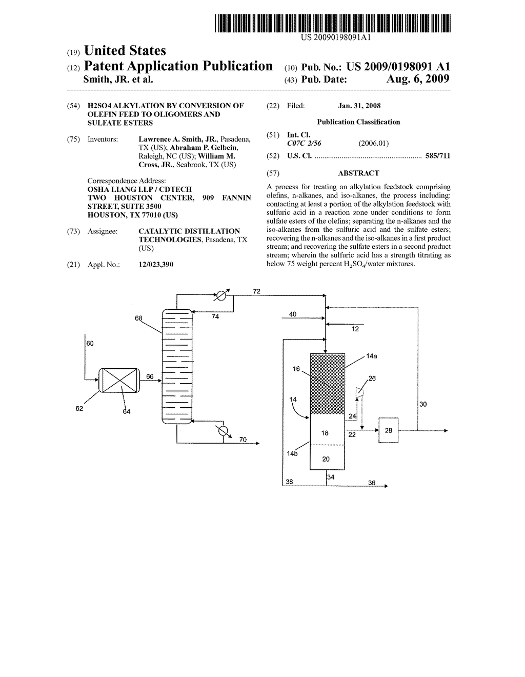 H2SO4 ALKYLATION BY CONVERSION OF OLEFIN FEED TO OLIGOMERS AND SULFATE ESTERS - diagram, schematic, and image 01