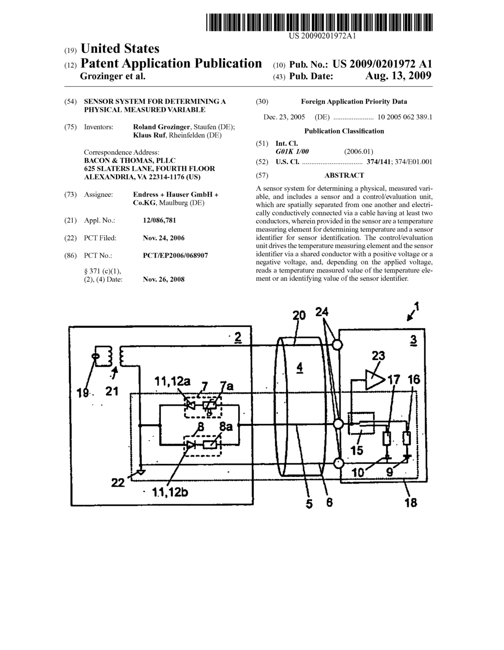 Sensor System for Determining a Physical Measured Variable - diagram, schematic, and image 01