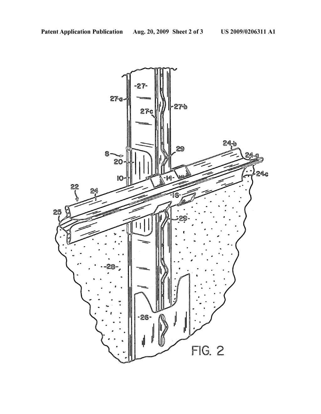 Clip for attaching a support member onto a steel fencepost - diagram, schematic, and image 03