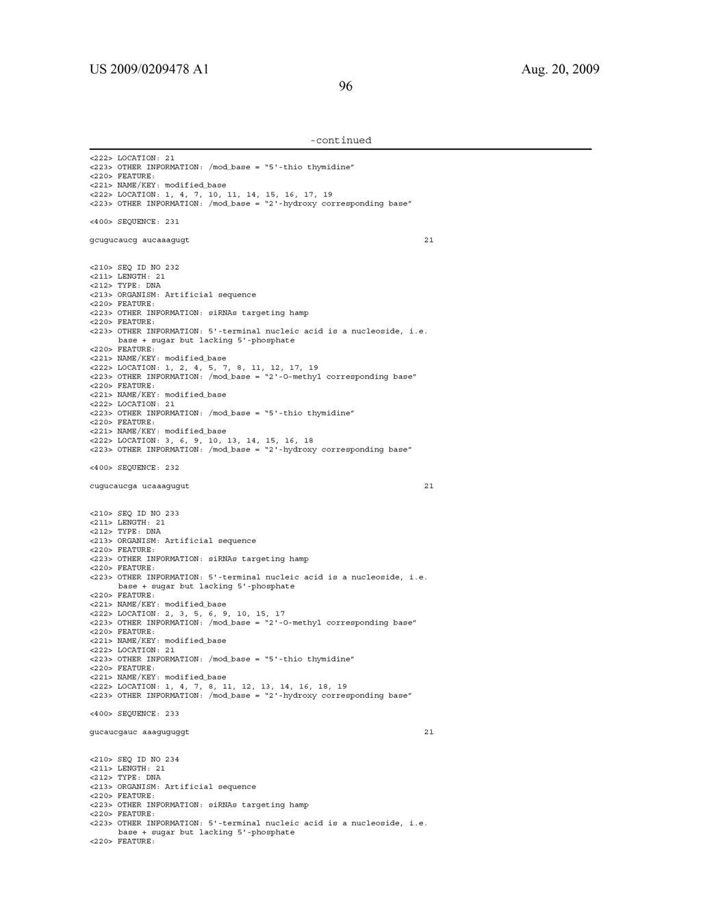 COMPOSITIONS AND METHODS FOR INHIBITING EXPRESSION OF THE HAMP GENE - diagram, schematic, and image 105