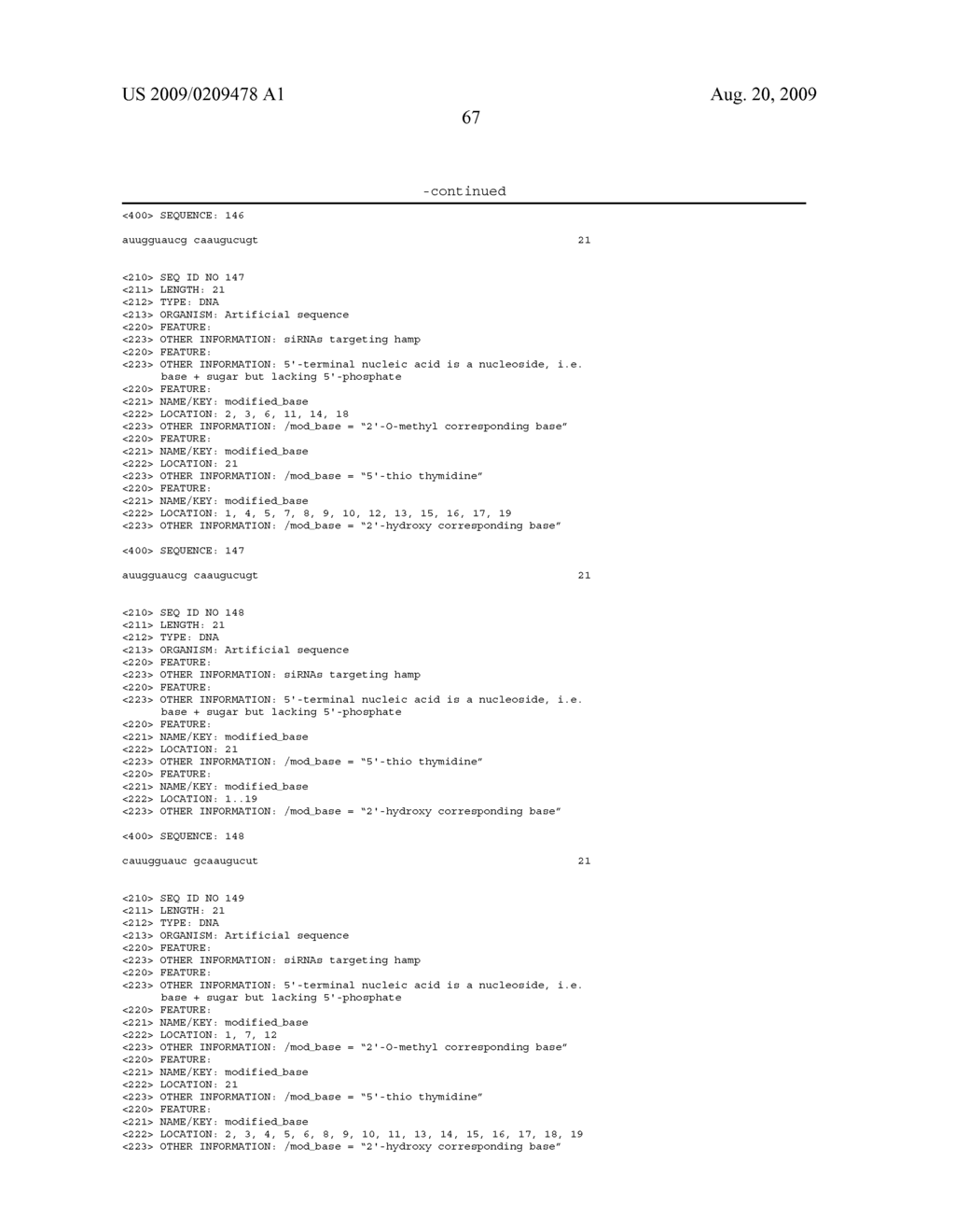 COMPOSITIONS AND METHODS FOR INHIBITING EXPRESSION OF THE HAMP GENE - diagram, schematic, and image 76