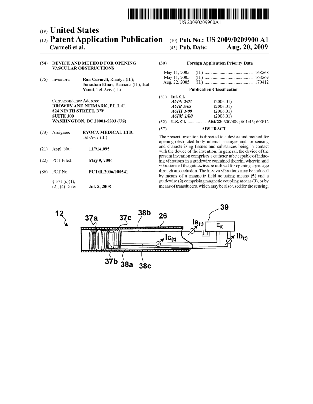 DEVICE AND METHOD FOR OPENING VASCULAR OBSTRUCTIONS - diagram, schematic, and image 01