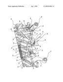 Spring tension control system for the tape application rollers of a tape roll dispensing cartridge assembly diagram and image