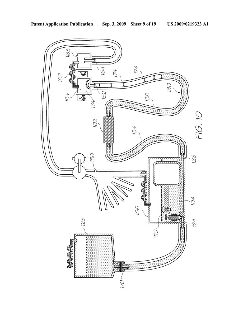 PRINTER WITH INK SUPPLY SYSTEM HAVING DOWNSTREAM CONDUIT LOOP - diagram, schematic, and image 10