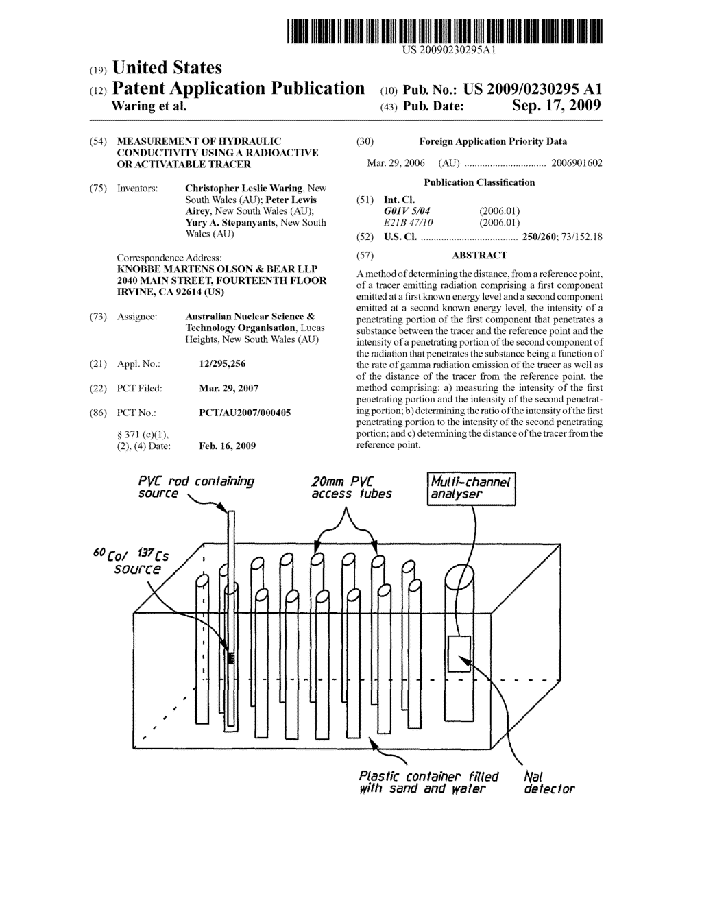 MEASUREMENT OF HYDRAULIC CONDUCTIVITY USING A RADIOACTIVE OR ACTIVATABLE TRACER - diagram, schematic, and image 01