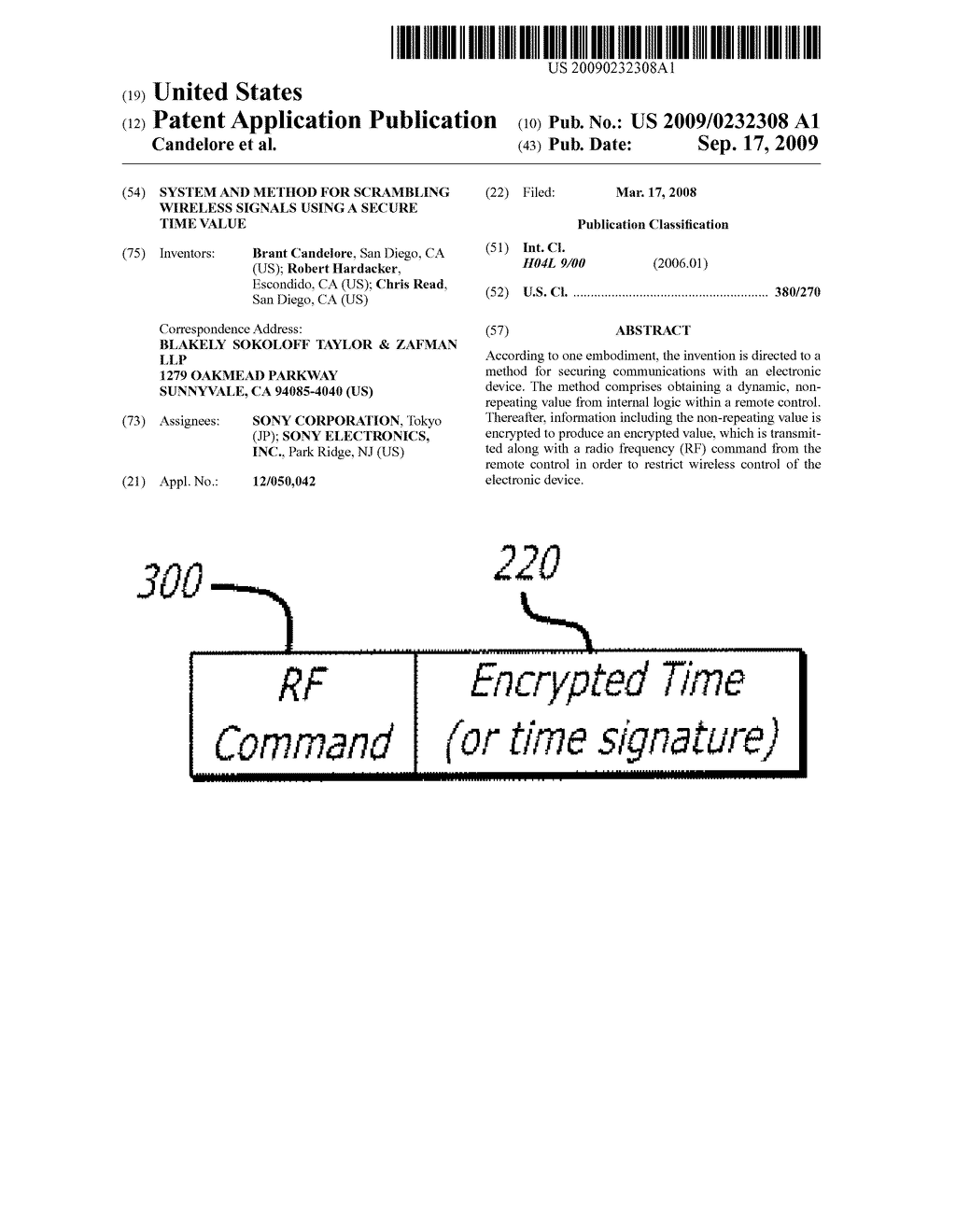 SYSTEM AND METHOD FOR SCRAMBLING WIRELESS SIGNALS USING A SECURE TIME VALUE - diagram, schematic, and image 01