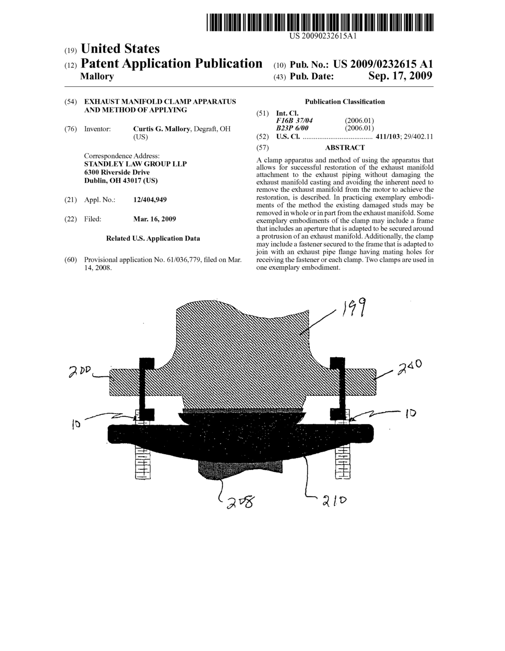 EXHAUST MANIFOLD CLAMP APPARATUS AND METHOD OF APPLYING - diagram, schematic, and image 01