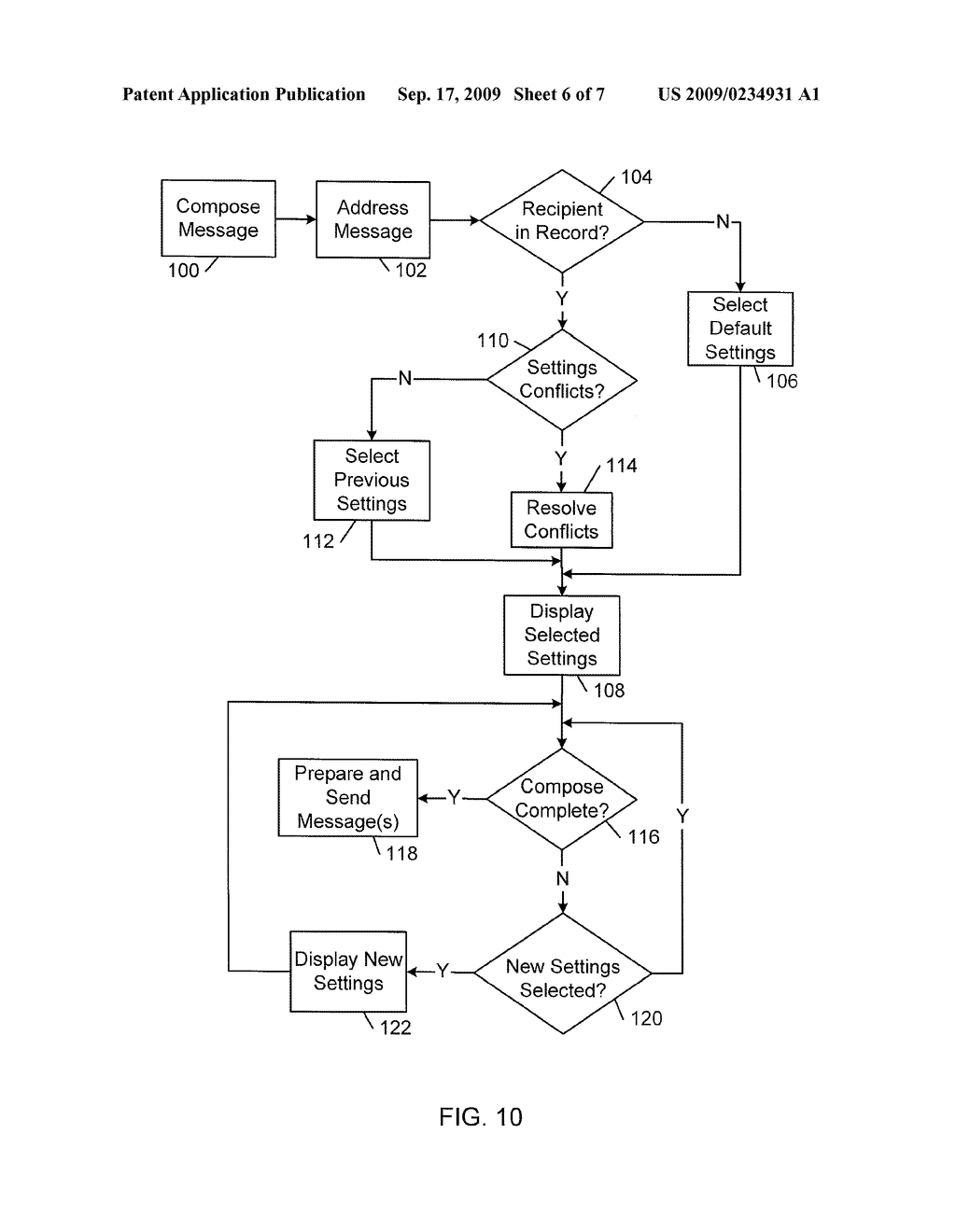 System and Method for Selecting Messaging Settings On A Messaging Client - diagram, schematic, and image 07