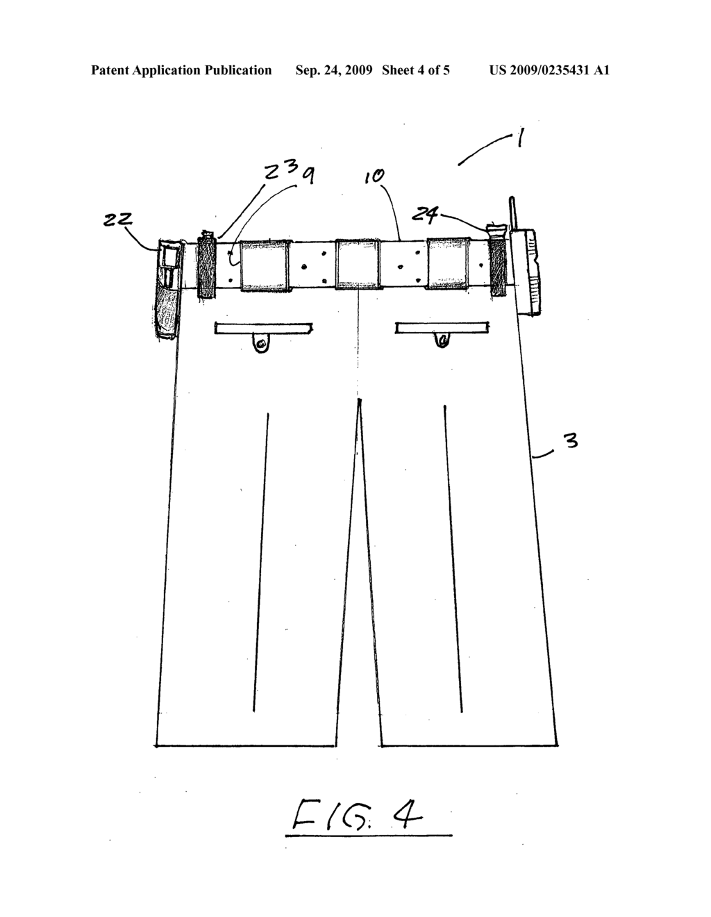 Quick removal trousers with integral duty belt sleeve - diagram, schematic, and image 05