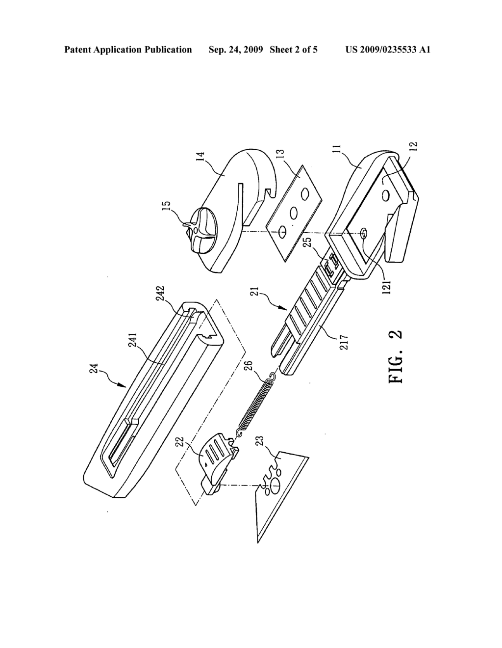 UTILITY KNIFE WITH A FIXED BLADE AND A SELF-RETRACTING BLADE - diagram, schematic, and image 03