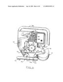 Portable gas powered internal combustion engine arrangement diagram and image