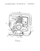 Portable gas powered internal combustion engine arrangement diagram and image