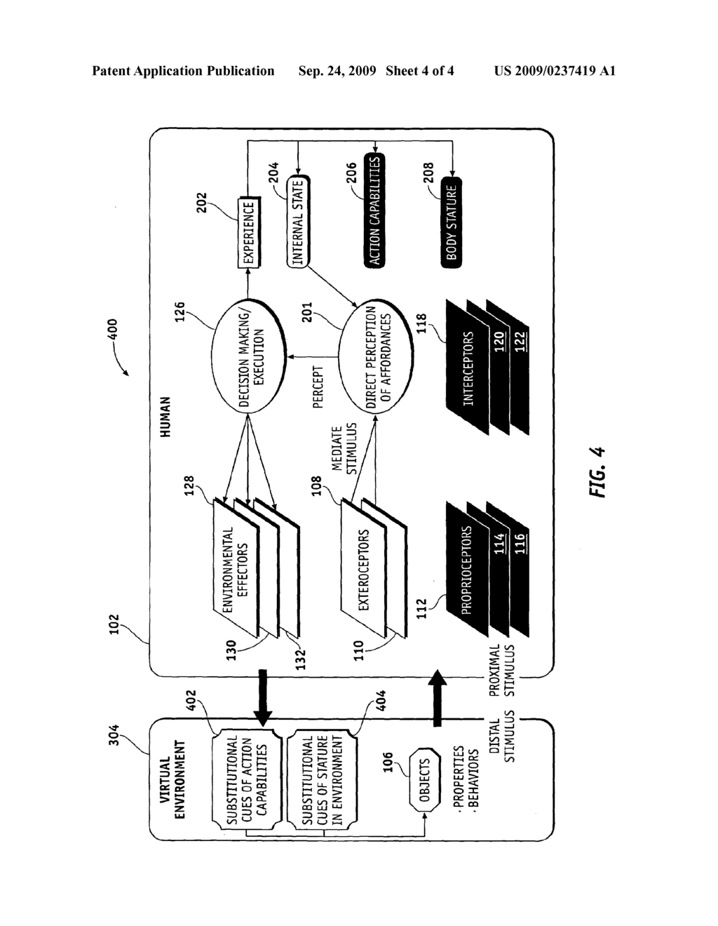 METHOD AND APPARATUS FOR EVOKING PERCEPTIONS OF AFFORDANCES IN VIRTUAL ENVIRONMENTS - diagram, schematic, and image 05