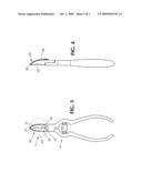 Clipper having cutting jaws for cutting nails and preventing nail clippings formed thereby from scattering by having the cutting jaws be a part of a receptacle for the nail clippings when the cutting jaws are closed diagram and image