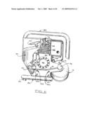 Portable gas powered internal combustion engine arrangement diagram and image