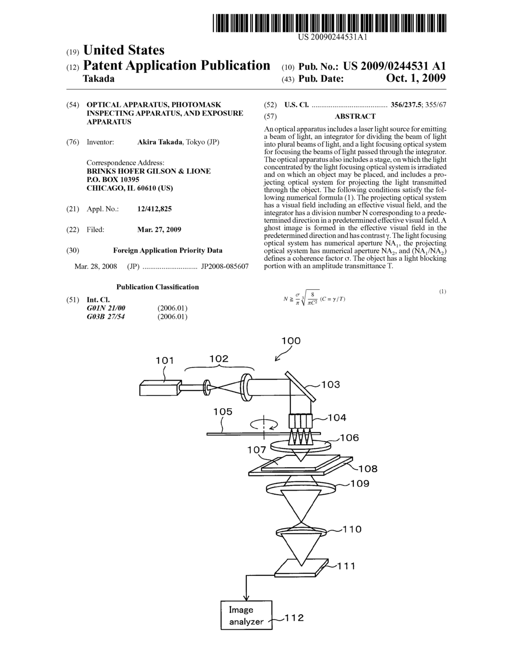 OPTICAL APPARATUS, PHOTOMASK INSPECTING APPARATUS, AND EXPOSURE APPARATUS - diagram, schematic, and image 01