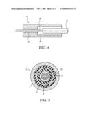 PLUG CONNECTOR FOR AN OPTICAL FIBRE WITH DEVICE FOR COMPENSATION OF ELONGATIONS OF AN OPTICAL FIBRE diagram and image
