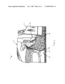 Break-away material retainer for paving vehicles diagram and image