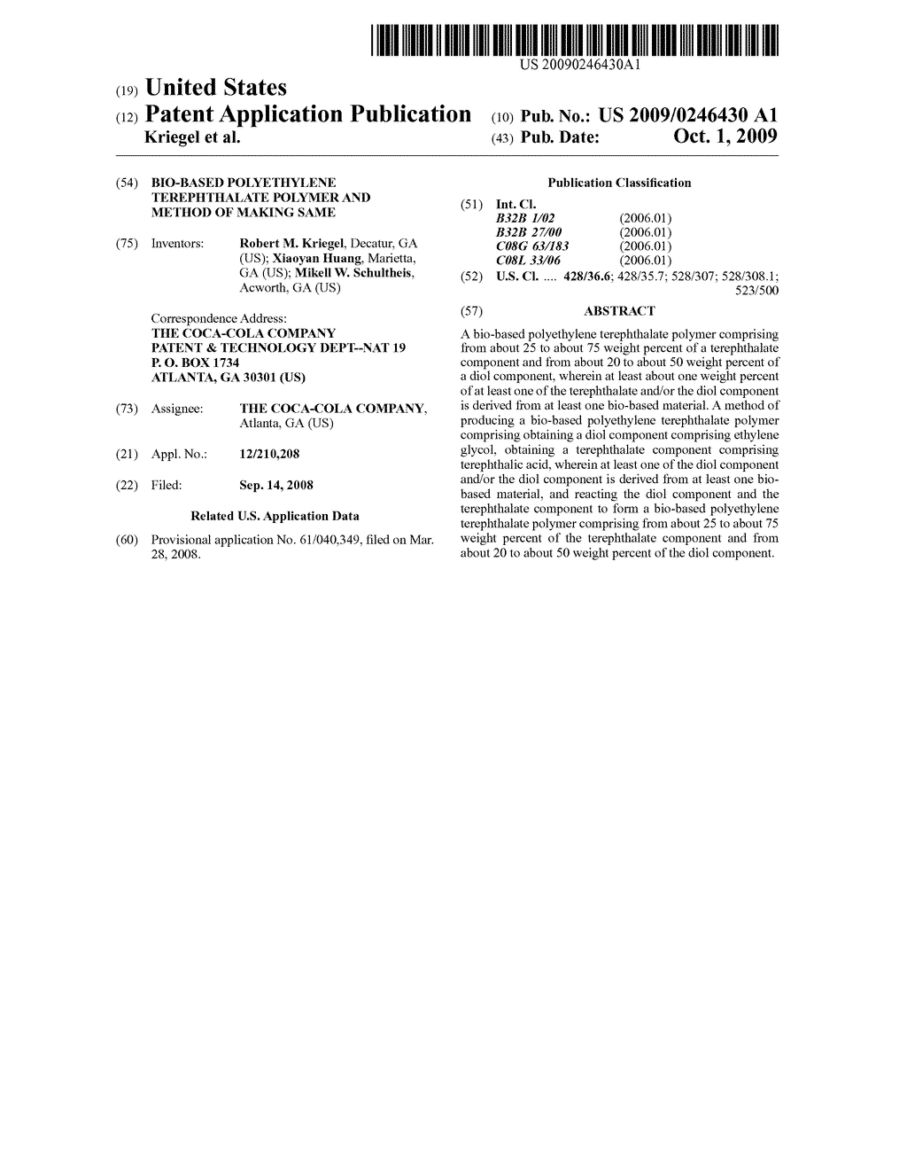 BIO-BASED POLYETHYLENE TEREPHTHALATE POLYMER AND METHOD OF MAKING SAME - diagram, schematic, and image 01