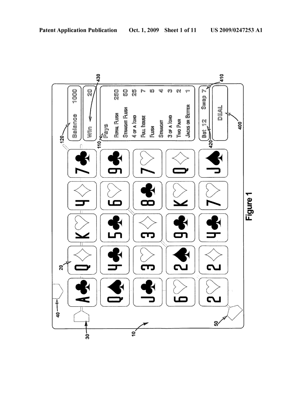METHODS AND DEVICES FOR PLAYING MULTI-LINE CARD GAMES - diagram, schematic, and image 02