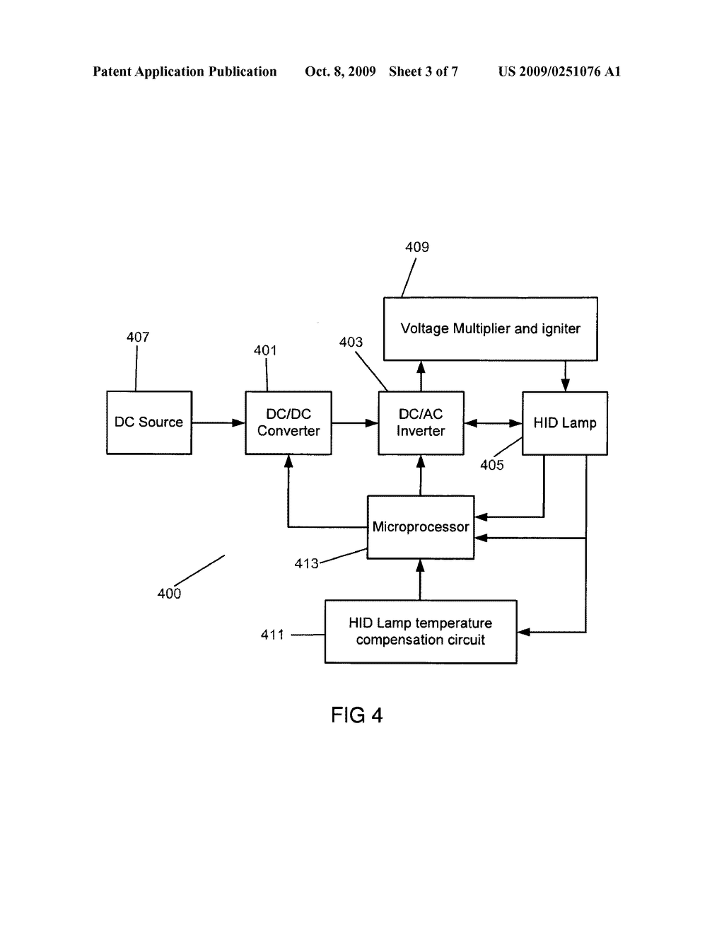 HID ballast with integrated voltage multiplier and lamp temperature compensation - diagram, schematic, and image 04