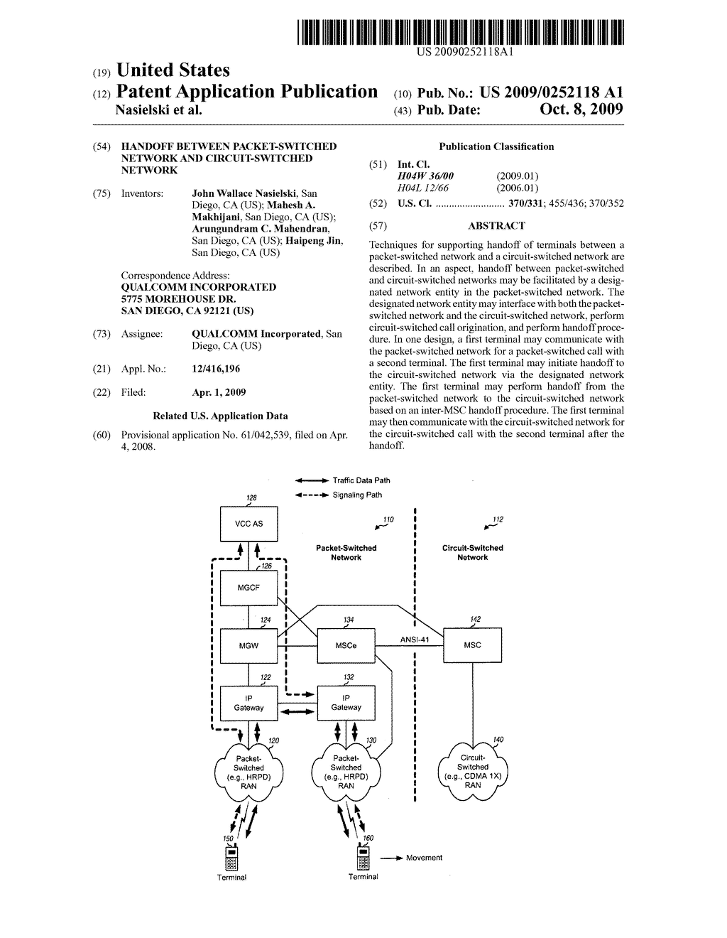 HANDOFF BETWEEN PACKET-SWITCHED NETWORK AND CIRCUIT-SWITCHED NETWORK - diagram, schematic, and image 01