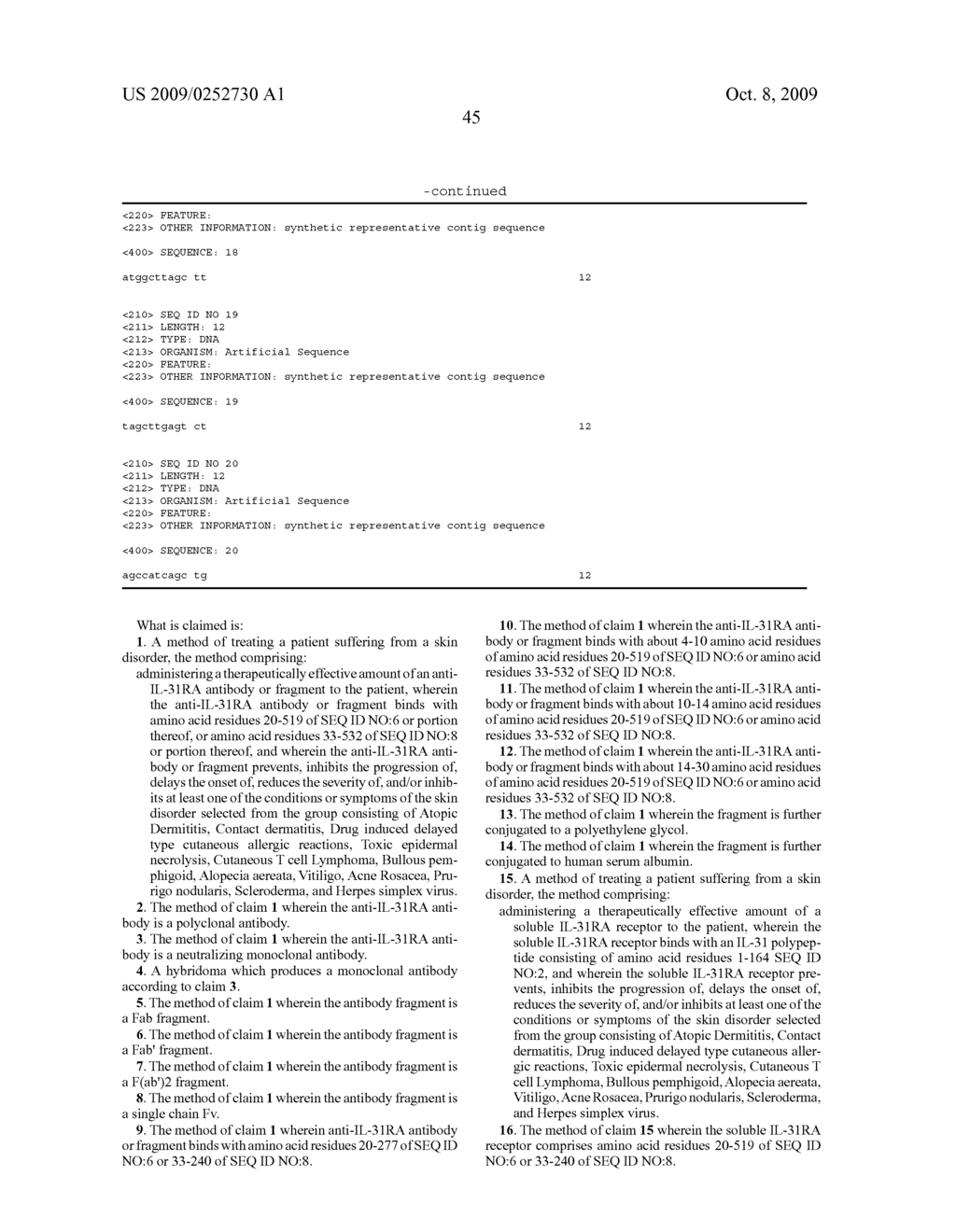 METHODS OF TREATING SKIN DISORDERS USING AN IL-31RA ANTAGONIST - diagram, schematic, and image 46