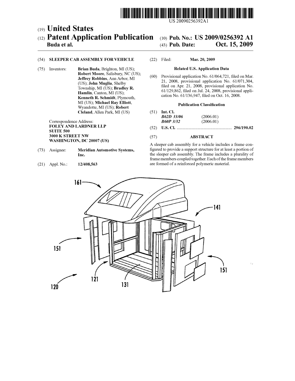 SLEEPER CAB ASSEMBLY FOR VEHICLE - diagram, schematic, and image 01