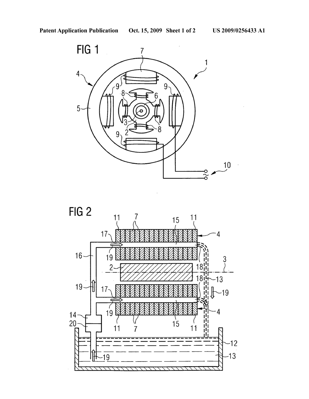 Generator with a stator comprising cooling ducts, and method for cooling a laminated stator of a generator - diagram, schematic, and image 02