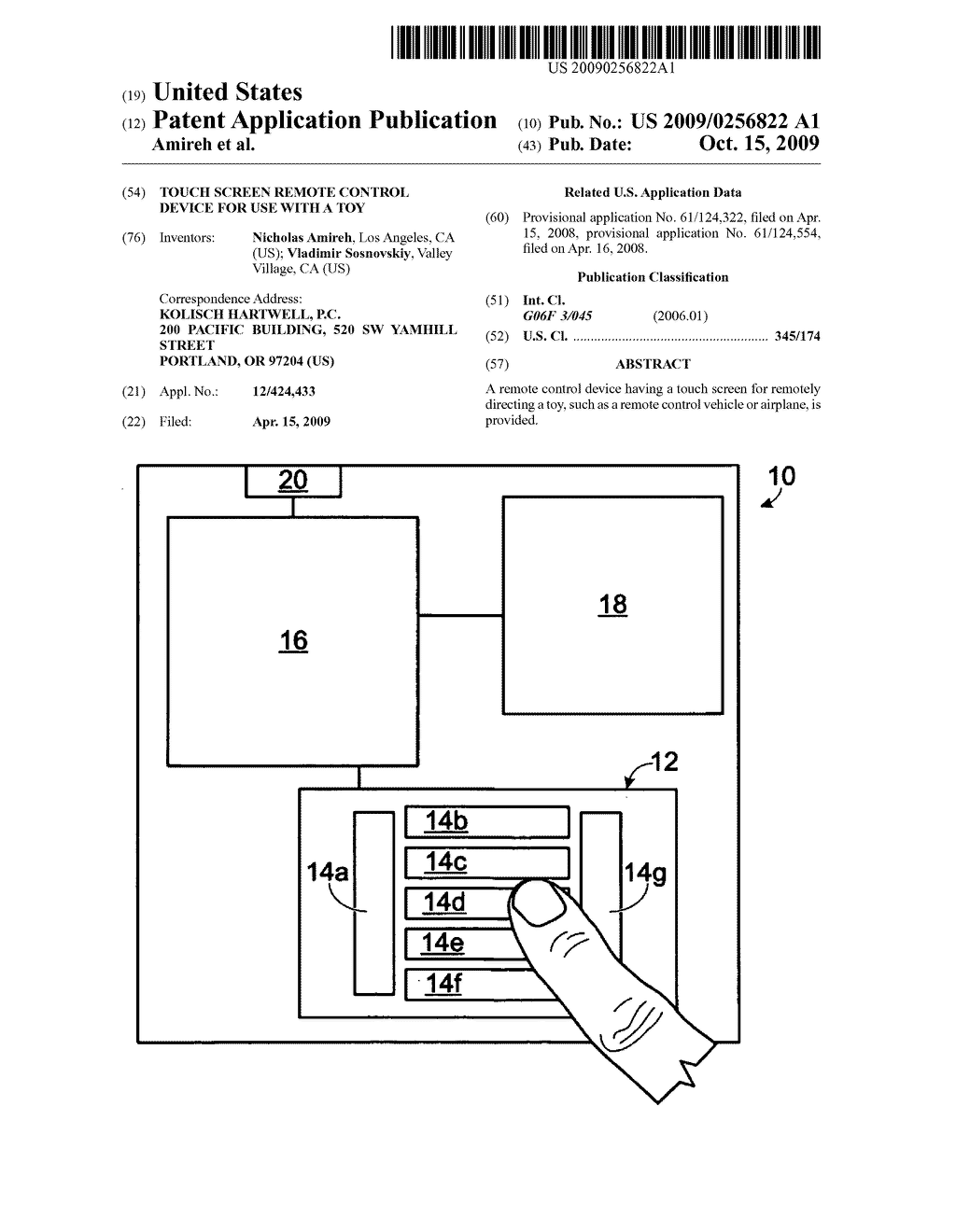 TOUCH SCREEN REMOTE CONTROL DEVICE FOR USE WITH A TOY - diagram, schematic, and image 01