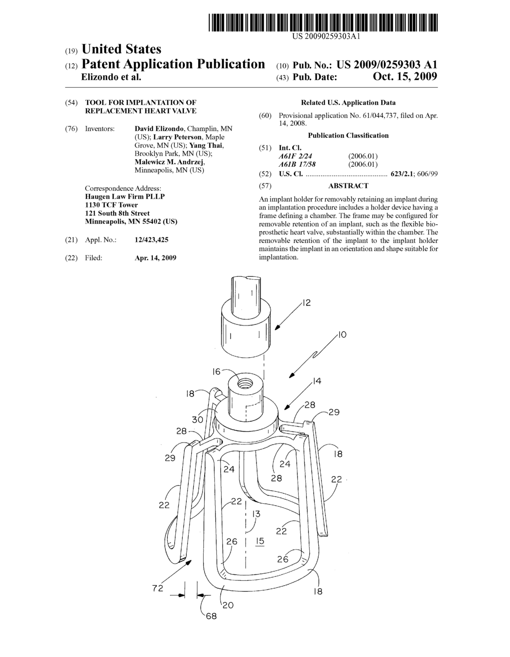 Tool for Implantation of Replacement Heart Valve - diagram, schematic, and image 01