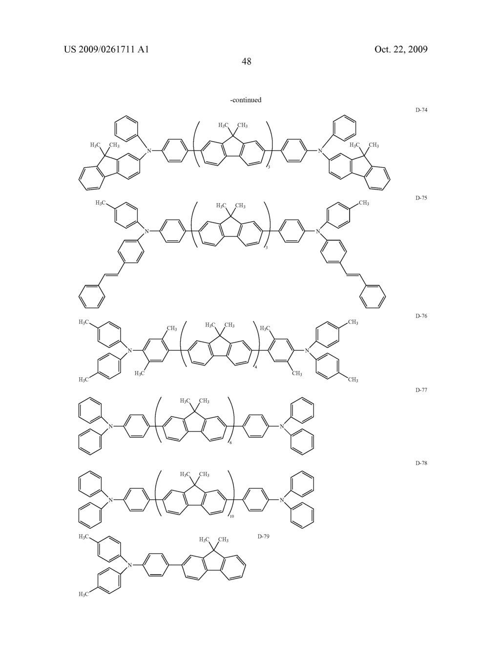 ASYMMETRIC FLUORENE DERIVATIVE AND ORGANIC ELECTROLUMINESCENT ELEMENT CONTAINING THE SAME - diagram, schematic, and image 49