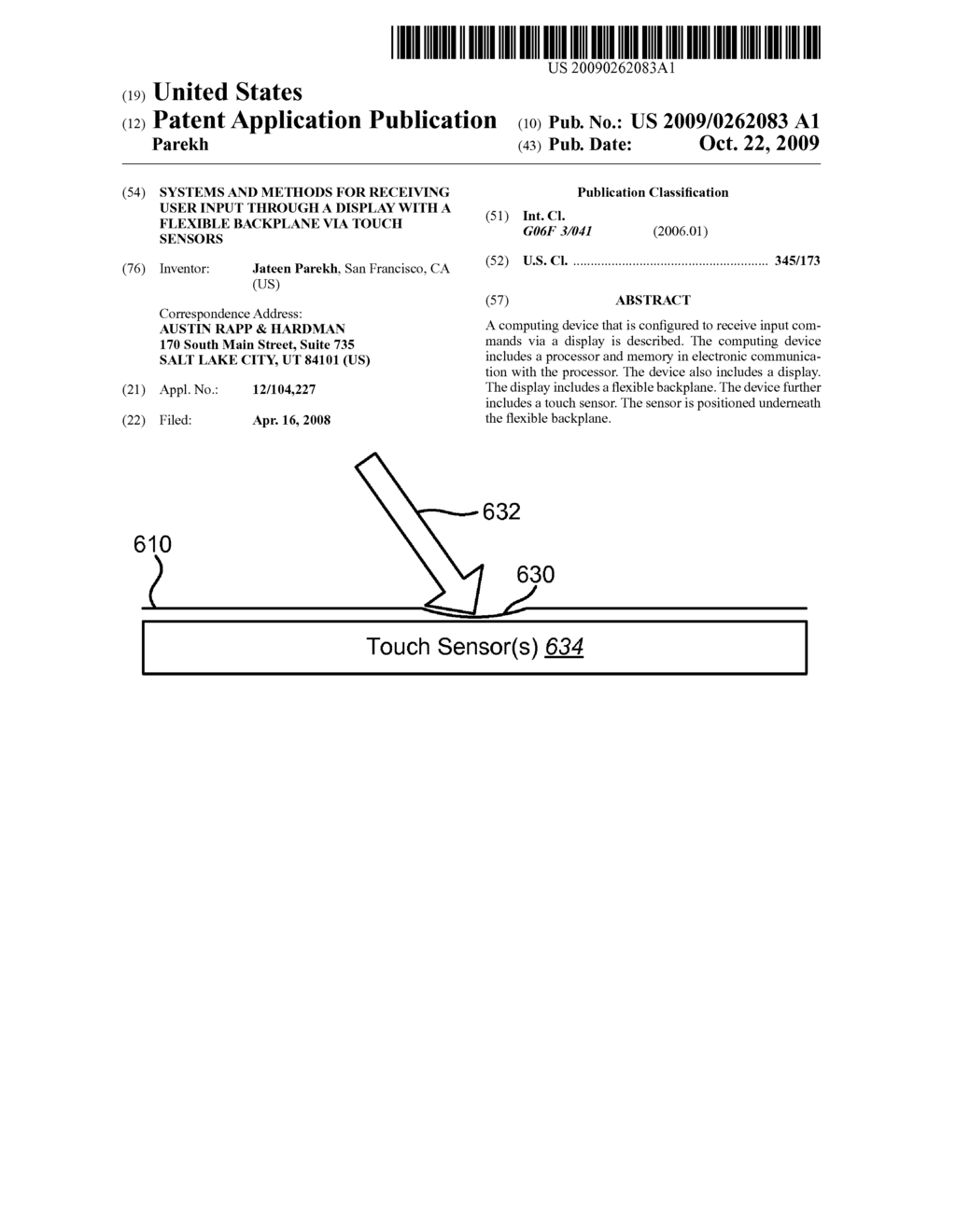 SYSTEMS AND METHODS FOR RECEIVING USER INPUT THROUGH A DISPLAY WITH A FLEXIBLE BACKPLANE VIA TOUCH SENSORS - diagram, schematic, and image 01