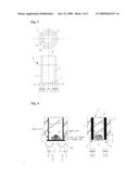 An extended head pile with inside and outside reinforcement diagram and image