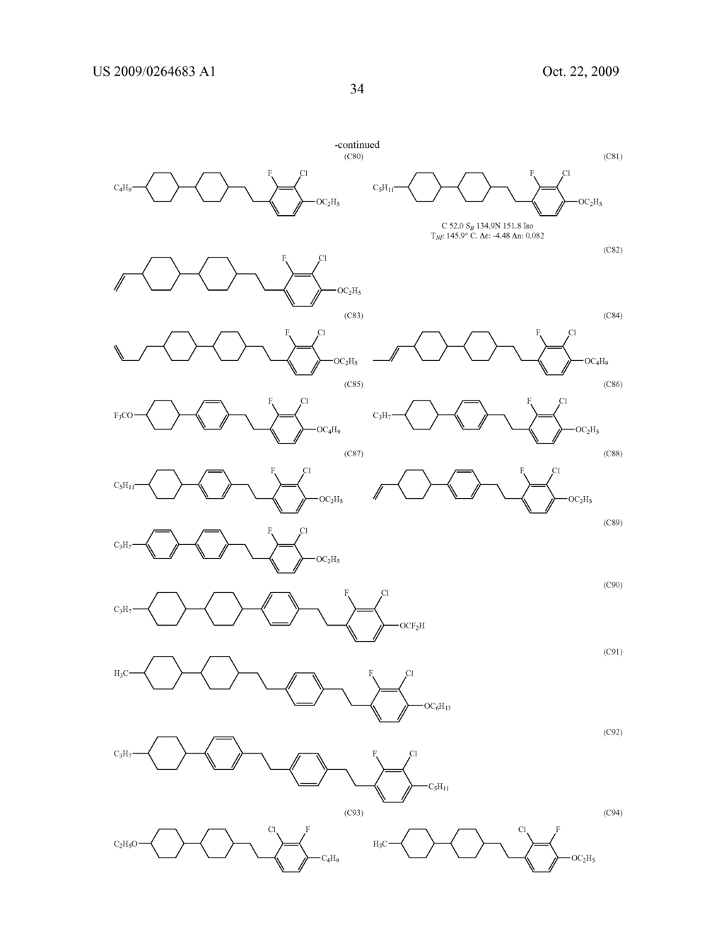 CHLOROFLUOROBENZENE LIQUID CRYSTAL COMPOUND, LIQUID CRYSTAL COMPOSITION, AND LIQUID CRYSTAL DISPLAY DEVICE - diagram, schematic, and image 35