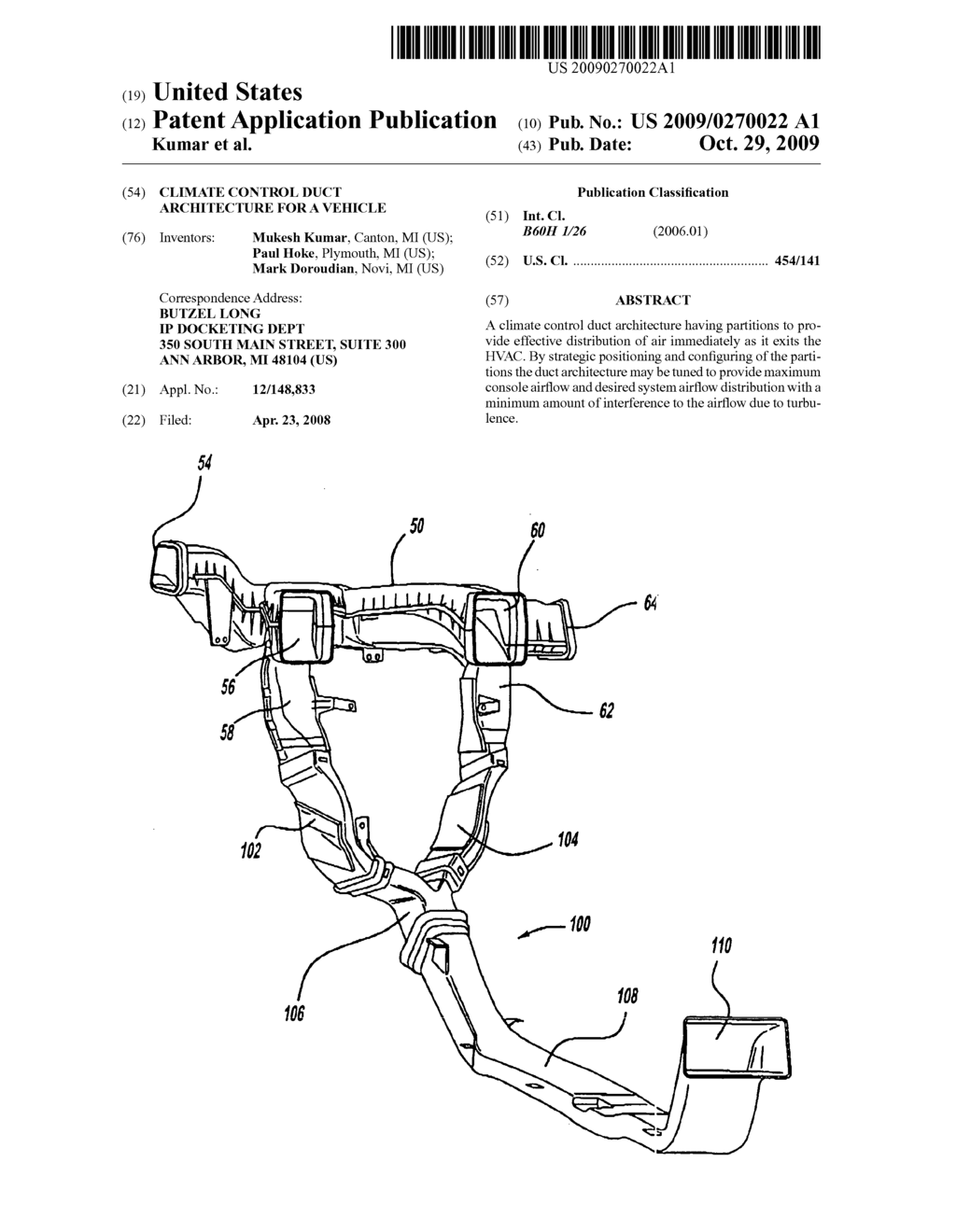 Climate control duct architecture for a vehicle - diagram, schematic, and image 01