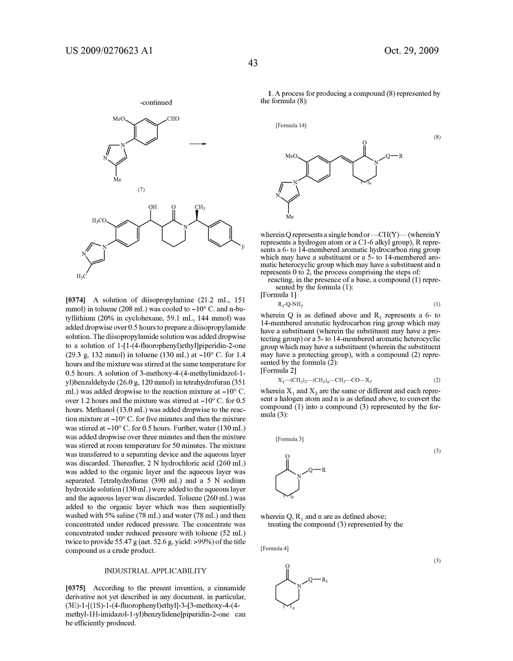 PROCESS FOR PRODUCTION OF CINNAMIDE DERIVATIVE - diagram, schematic, and image 44
