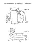 Portable cleaning assembly with waste container and anti tip-over protection diagram and image