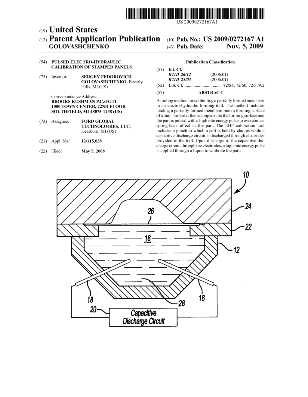 PULSED ELECTRO-HYDRAULIC CALIBRATION OF STAMPED PANELS - diagram, schematic, and image 01