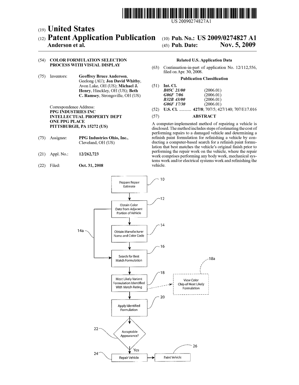 COLOR FORMULATION SELECTION PROCESS WITH VISUAL DISPLAY - diagram, schematic, and image 01