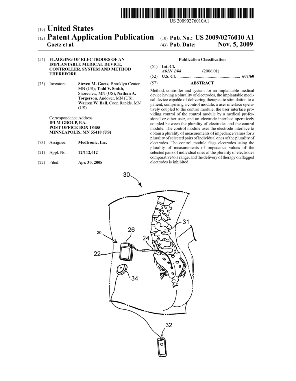 FLAGGING OF ELECTRODES OF AN IMPLANTABLE MEDICAL DEVICE, CONTROLLER, SYSTEM AND METHOD THEREFORE - diagram, schematic, and image 01