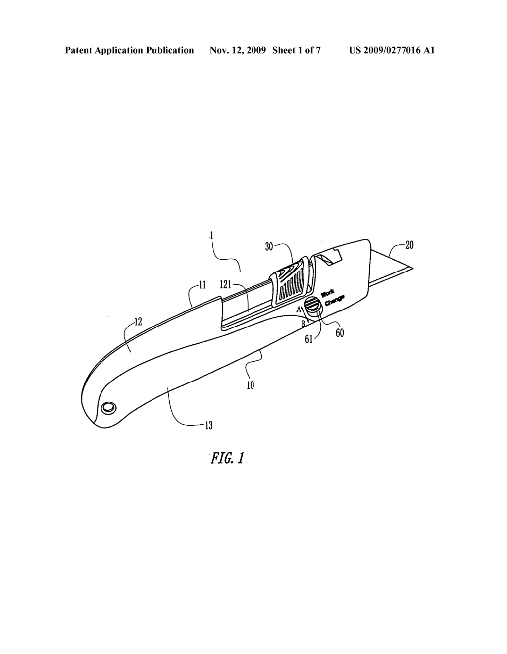 Utility knife with an auto-retractable blade - diagram, schematic, and image 02