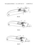 Utility knife with an auto-retractable blade diagram and image