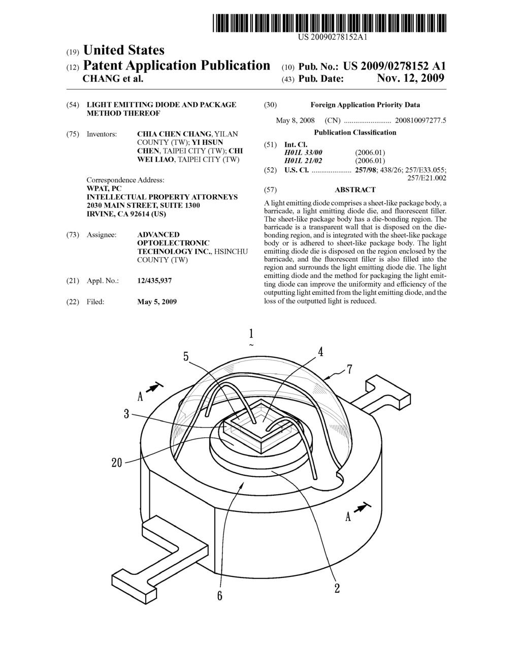 LIGHT EMITTING DIODE AND PACKAGE METHOD THEREOF - diagram, schematic, and image 01