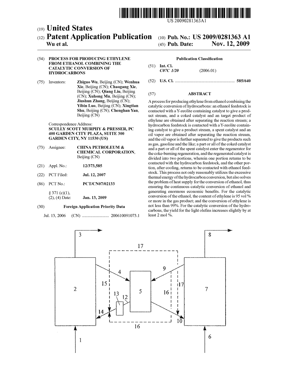 PROCESS FOR PRODUCING ETHYLENE FROM ETHANOL COMBINING THE CATALYTIC CONVERSION OF HYDROCARBONS - diagram, schematic, and image 01