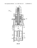 Push-botton metered dispenser with feed-containing piston drive mechanism diagram and image