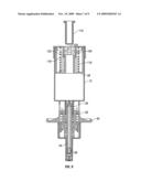 Push-botton metered dispenser with feed-containing piston drive mechanism diagram and image