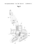 STEP APPARATUS FOR HEAVY CONSTRUCTION EQUIPMENT AND TREE HARVESTER HAVING LEVELING SYSTEM diagram and image