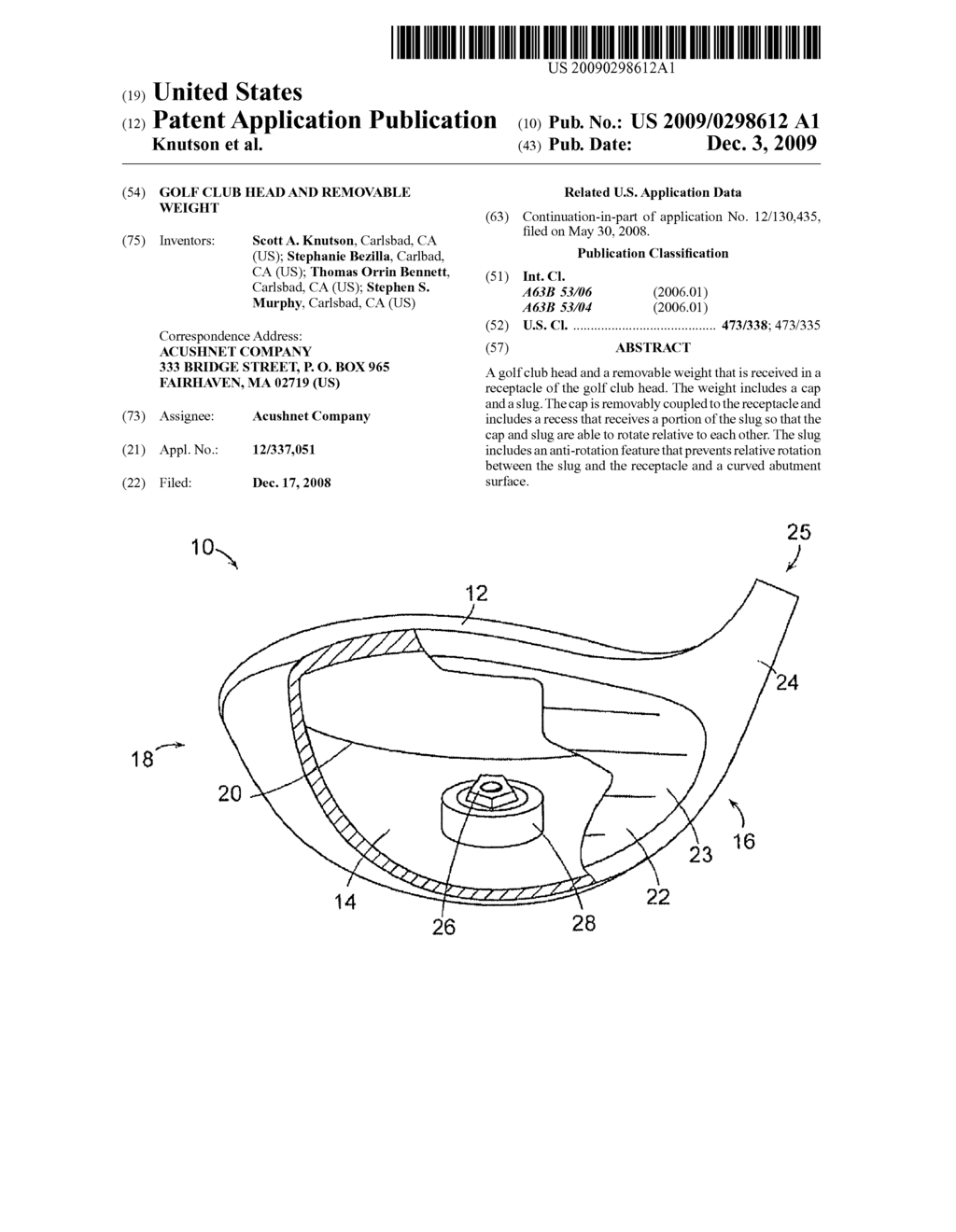 GOLF CLUB HEAD AND REMOVABLE WEIGHT - diagram, schematic, and image 01